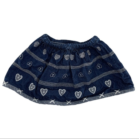 GAP Baby Embroidered Heart Navy Blue Skirt 6-12M - Picture 1 of 3